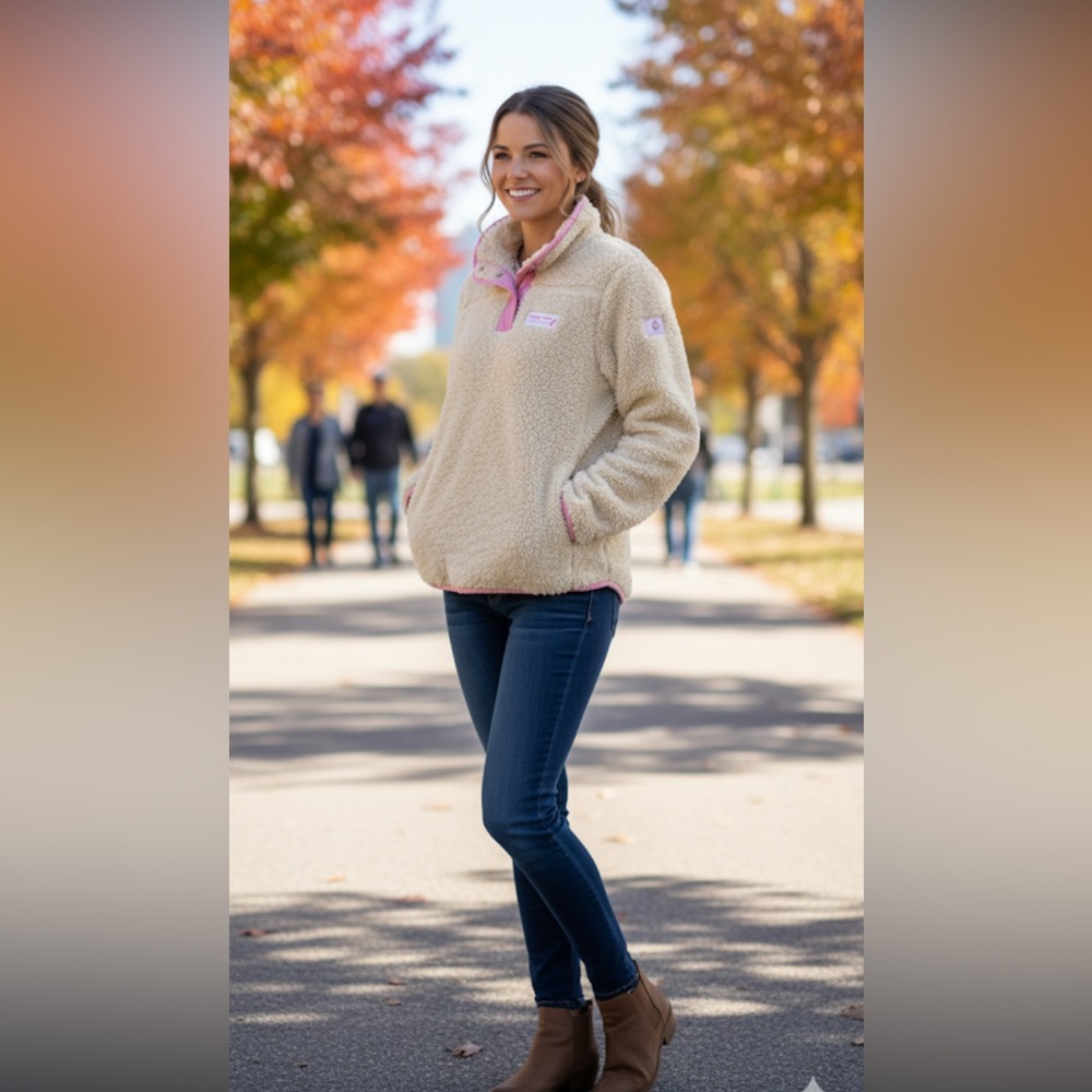 Earth Yoga Breast Cancer Awareness Sherpa Sz S NWT